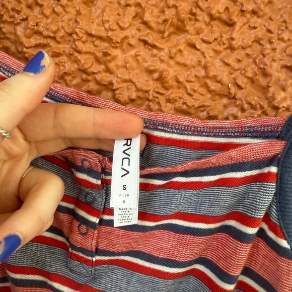 RVCA Mina Spaghetti Strap Tank Top Red and Blue Size Small Patriotic - Picture 2 of 3